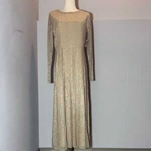 Anne Klein Shimmering Gold Long Sleeve Dress